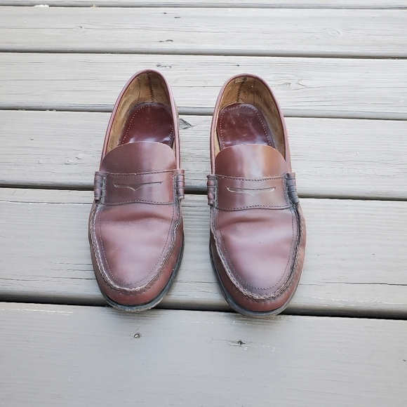 Vintage 90s y2k Oxblood Burgundy Leather Moc Toe Moccasins Driving Penny Loafers main image 4